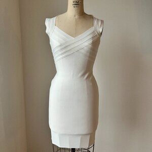 Minimalist White Stretch “Bandage” Dress | Cap Sleeve | Size S | Unworn
